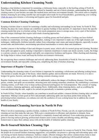 Kitchen Cleansing Made Easy For Houses In North St Pete Florida