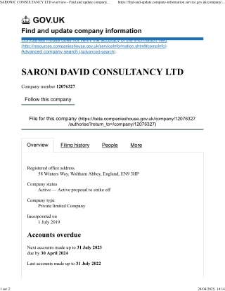 SARONI DAVID CONSULTANCY LTD - Find and update company information - GOV.UK