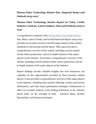 Plasma Pulse Technology Market
