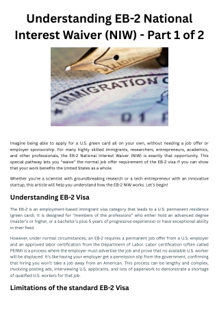 Understanding EB-2 National Interest Waiver (NIW) - Part 1 of 2