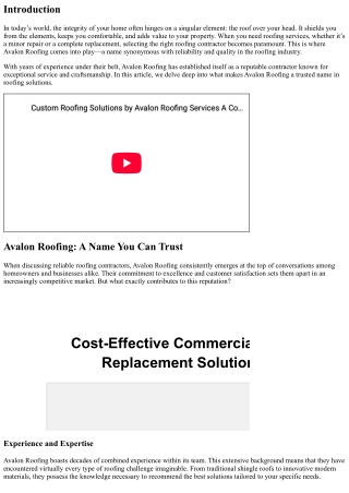Avalon Roofing: A Name You Can Trust