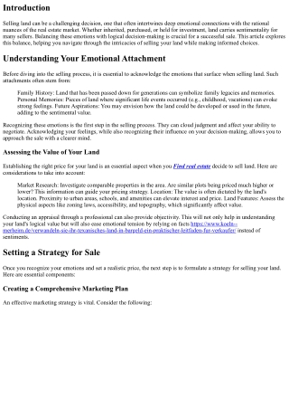 Selling Land: Balancing Emotion and Logic