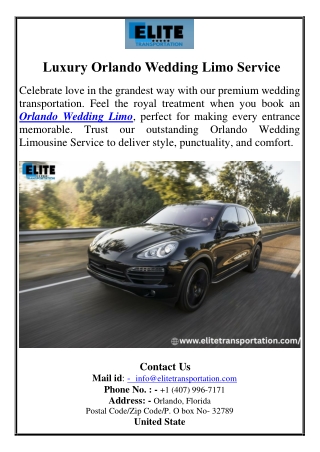 Luxury Orlando Wedding Limo Service