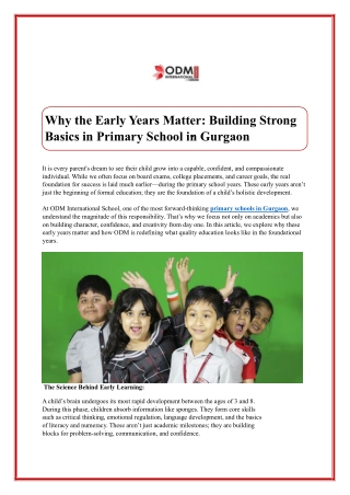 why the early years matter building strong basics