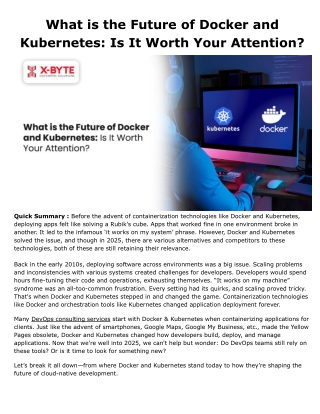 what is the future of docker and kubernetes