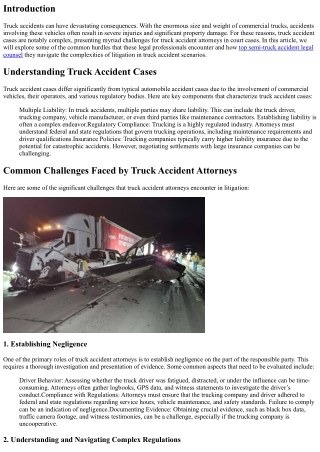Common Challenges Faced by Truck Accident Attorneys in Court Cases