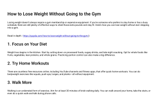 How to Lose Weight Without Going to the Gym