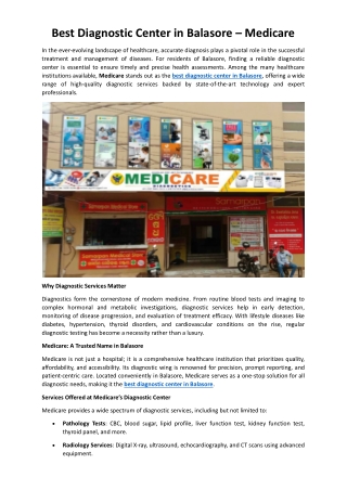 Best Diagnostic Center in Balasore
