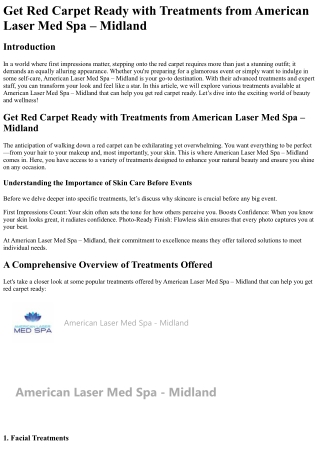 Get Red Carpet Ready with Treatments from American Laser Med Spa – Midland