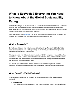 What Is EcoVadis? Everything You Need to Know About the Global Sustainability Ra