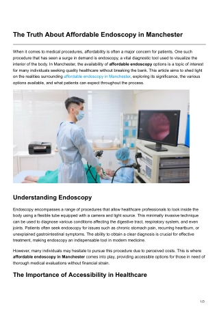 The Truth About Affordable Endoscopy in Manchester