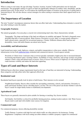 The Impact of Location on Selling Land to Interested Buyers