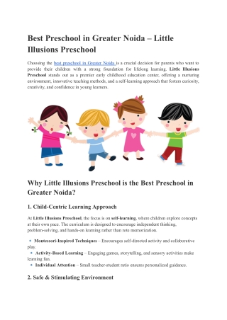 Best Preschool in Greater Noida – Little Illusions Preschool