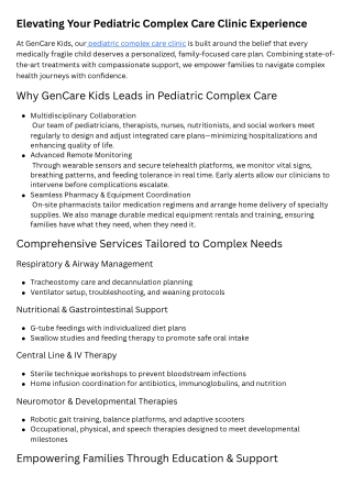 Elevating Your Pediatric Complex Care Clinic Experience