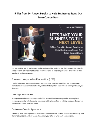 5 Tips from Dr. Ameet Parekh to Help Businesses Stand Out