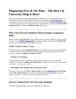Plagiarism-Free & On-Time – The Best CQ University Help is Here!