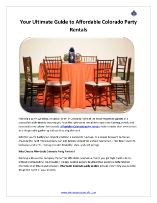 Your Ultimate Guide to Affordable Colorado Party Rentals