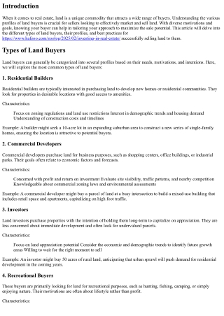 Land Buyer Profiles: Understanding Different Types of Buyers