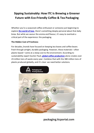 ITCs Eco-Friendly Coffee and Tea Packaging