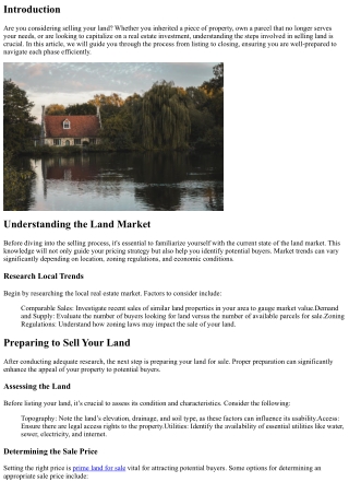 From Listing to Closing: Selling Your Land Step by Step