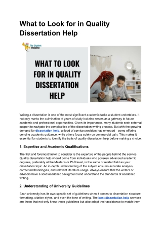 What to Look for in Quality Dissertation Help