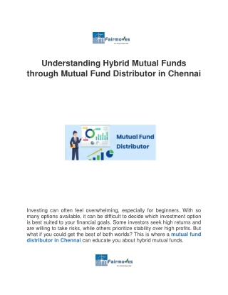 Understanding Hybrid Mutual Funds through Mutual Fund Distributor in Chennai