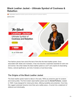 zafyleather.com-Black Leather Jacket  Ultimate Symbol of Coolness  Rebellion
