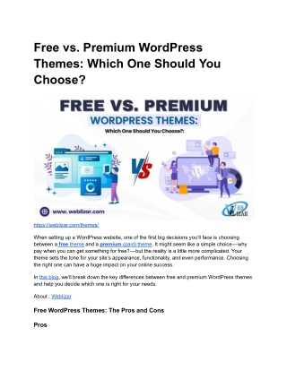 Free vs. Premium WordPress Themes Which One Should You Choose