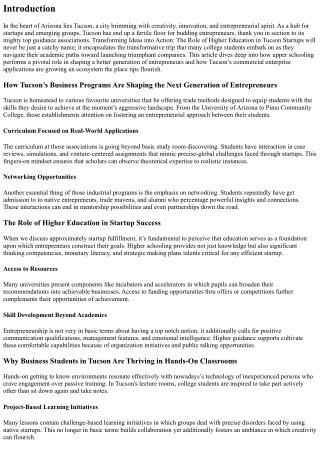 Transforming Ideas into Action: The Role of Higher Education in Tucson Startups