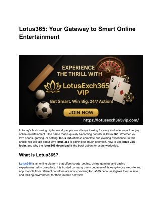 Lotus365_ Your Gateway to Smart Online Entertainment