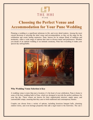 Choosing the Perfect Venue and Accommodation for Your Pune Wedding