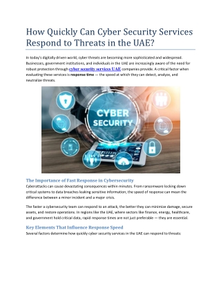 How Quickly Can Cyber Security Services Respond to Threats in the UAE