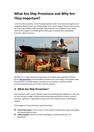 What Are Ship Provisions and Why Are They Important