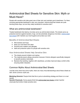 antimicrobial bed sheets for sensitive skin myth