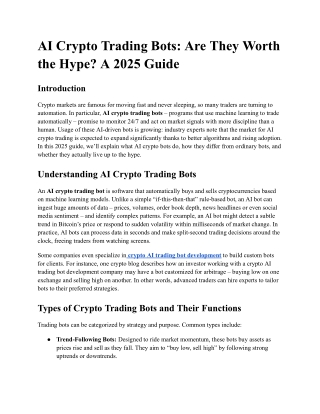 AI Crypto Trading Bots: Are They Worth the Hype? A 2025 Guide