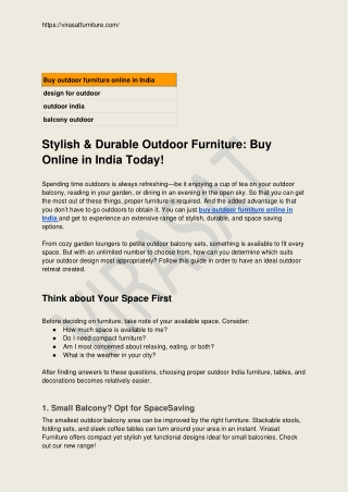 Stylish & Durable Outdoor Furniture_ Buy Online in India Today