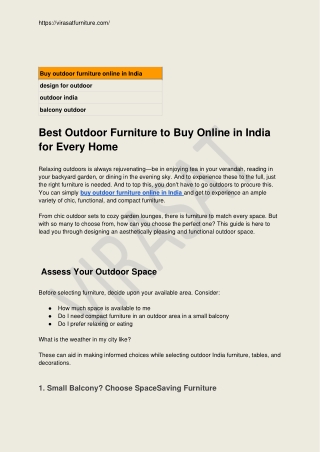 Best Outdoor Furniture to Buy Online in India for Every Home