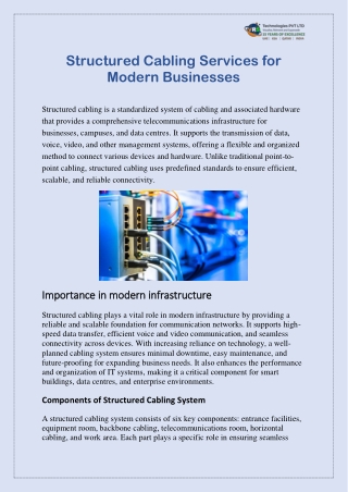 Structured Cabling Services for Modern Businesses