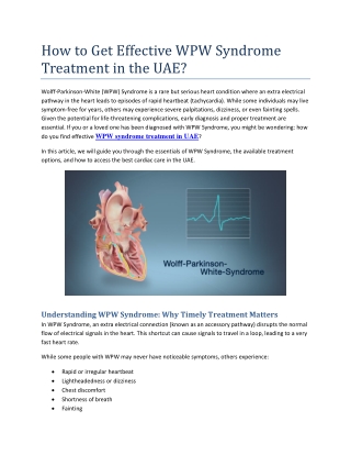 How to Get Effective WPW Syndrome Treatment in the UAE