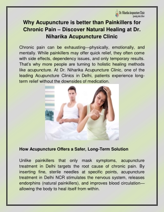 Best Acupuncture Clinic in Delhi