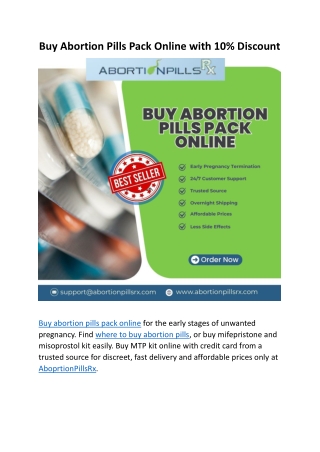 Buy Abortion Pills Pack Online with 10% Discount