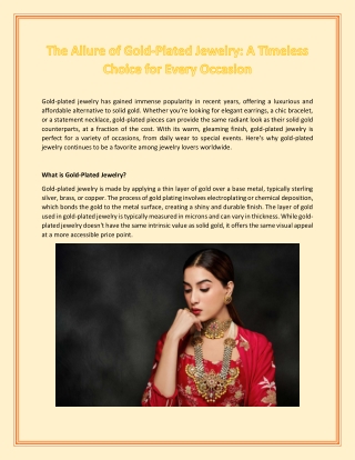 The Allure of Gold-Plated Jewelry - A Timeless Choice for Every Occasion