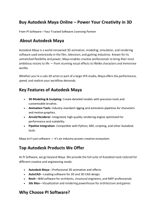 Buy Autodesk Maya Online – Power Your Creativity in 3D