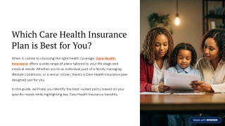 Benefits of Care Health Insurance Plans: Choose the Right Coverage for You