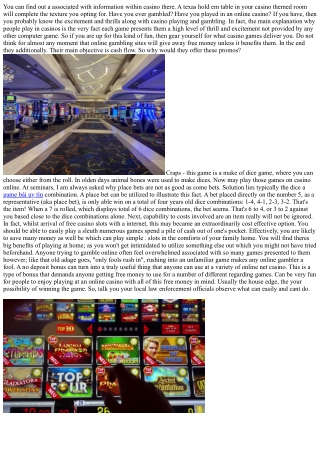 Play Online Casino Games For Fascinating Money