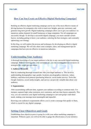How Can You Create an Effective Digital Marketing Campaign
