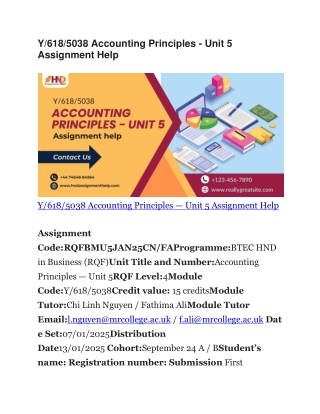 Accounting Principles Unit 5 Assignment Help
