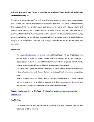 Industrial Automation and Control Systems Market Size 2037