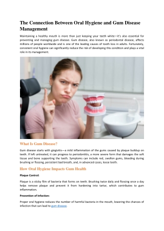 The Connection Between Oral Hygiene and Gum Disease Management