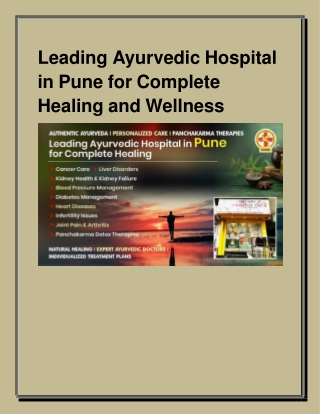 Leading Ayurvedic Hospital in Pune for Complete Healing and Wellness